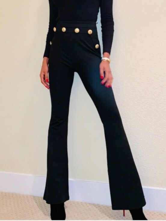 Miss Circle Pants - Miss Circle Fiona Flared Sailor Button Pants High Waist NWT